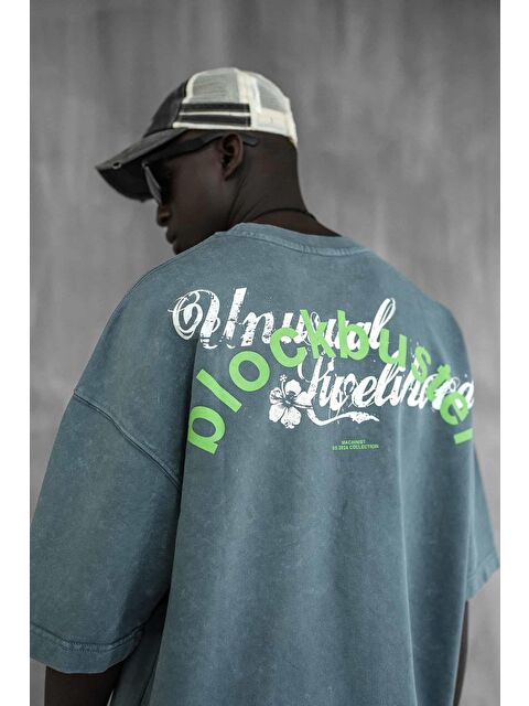 Abluka Online Erkek Oversize Premium Yıkamalı Tişört Füme - S000378319-33408