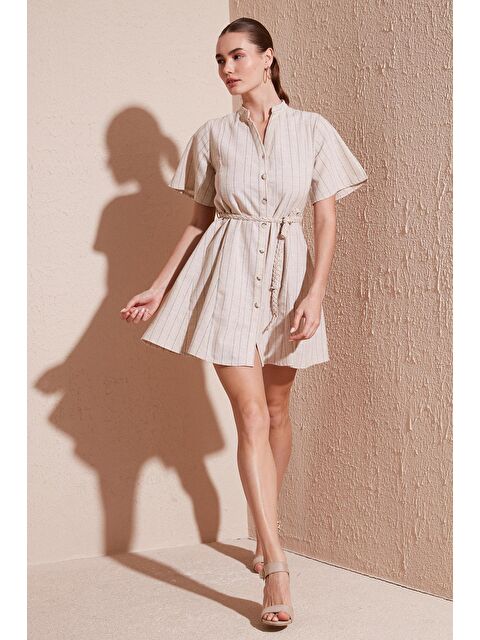 Lela Pamuklu Çizgili Regular Fit Mini Elbise 611El377 - S000145607-26429