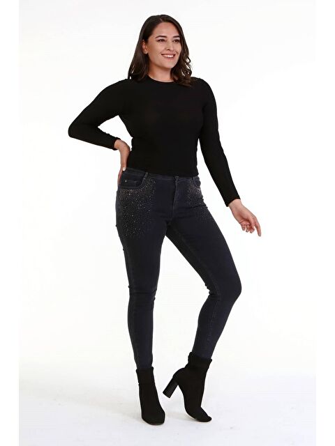 Mylinemoda Ön Cep Taş Baskı Denim Pantolon - S000242270-20600