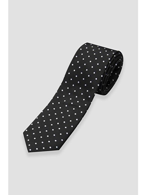 ABBATE Kravat 8 Cm Mikrofiber Polyester Siyah Erkek Puantiyeli Kravat - S000451161-19351