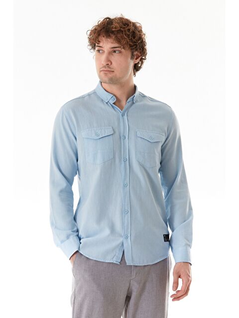 Fullamoda Zikzak Desenli Çift Cepli %100 Pamuk Gömlek - S000400213-17234