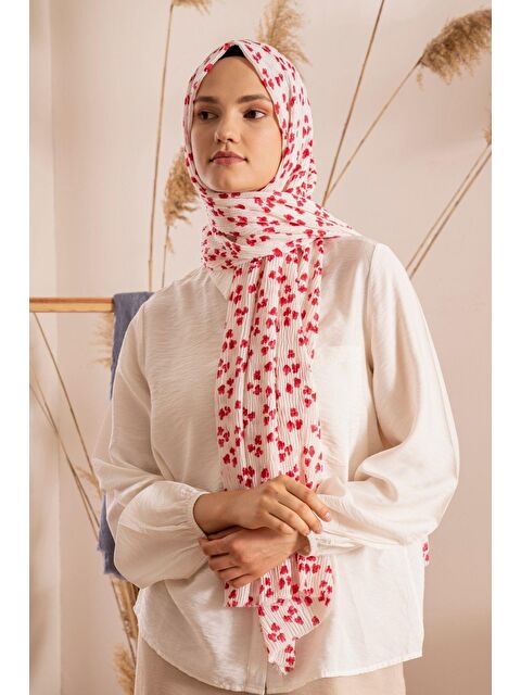 Jawel Kadın Çiçek Desenli Kırışmaz Bürümcük Şal 190*80 Cm - S000374405-5411