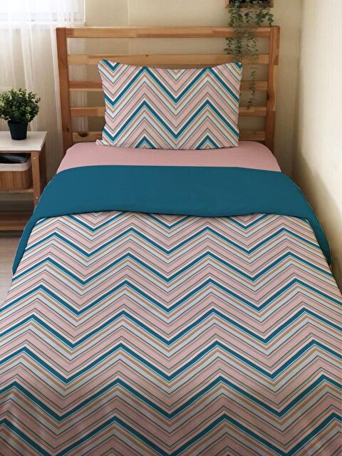 Evmila Çift Taraflı Modern Desenli Çarşafsız Takım Tek Kişilik Nevresim Takımı 160x220 Cm - S000123827-23173