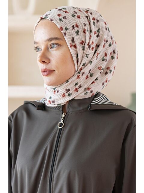 Jawel Kadın Çiçek Desenli Kırışmaz Bürümcük Şal 190*80 Cm - S000374405-25636