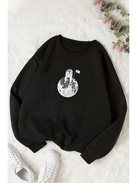 uyguntarz Unisex Astronot Bisiklet Yaka %100 Pamuk Sweatshirt - S000269688-19351