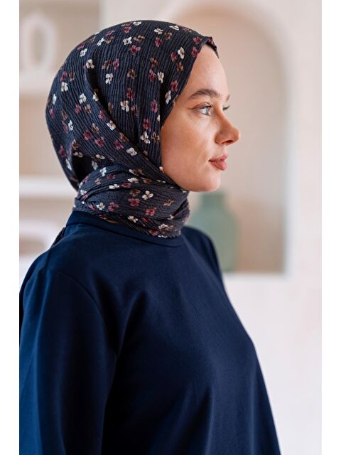 Jawel Kadın Çiçek Desenli Kırışmaz Bürümcük Şal 190*80 Cm - S000374405-33408