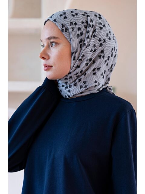 Jawel Kadın Çiçek Desenli Kırışmaz Bürümcük Şal 190*80 Cm - S000374405-17308