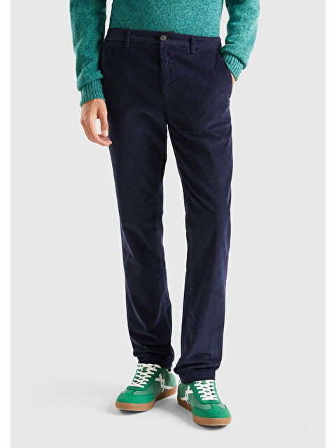 United Colors Of Benetton Lacivert Esnek Kadife Erkek Pantolon - S000279071-21164