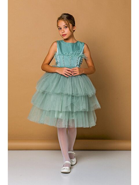 Daisy Girls Kız Çocuk Tavşan Tüylü İncili abiye - S000520683-18547