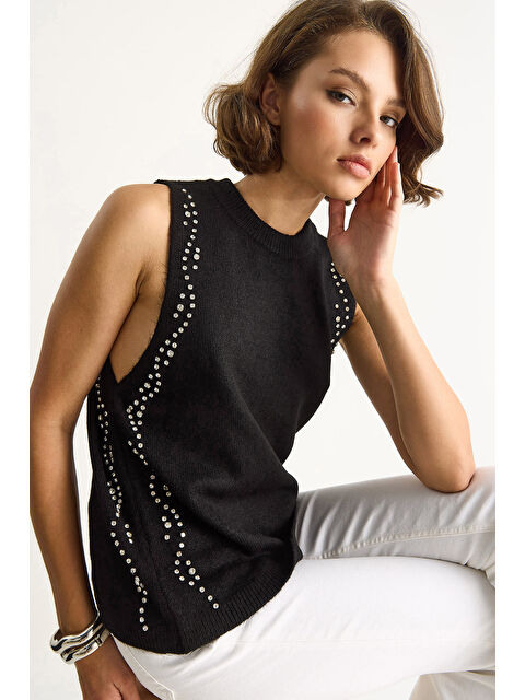 SHADE Kadın Taş İşlemeli Triko Bluz TA - S000442427-19351