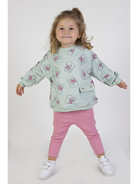 Harika Kids Kız Bebek&Çocuk İki İplik Kumaş Orta Kalınlıkta Örme Basic Oversize Alt Üst Eşofman Takımı - S000271992-18194