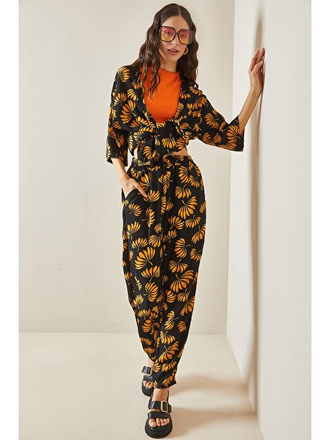 Xhan Siyah Desenli Kimono Takım 5YXK8-48492-02 - S000191497-19351