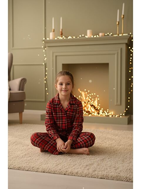 Fullamoda Ekose Desenli Süet Kız Çocuk Pijama Takımı - S000481466-20045