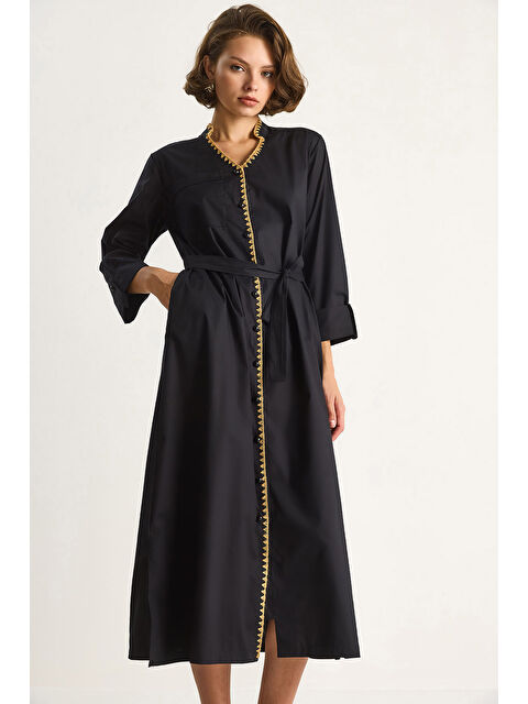 SHADE Kadın Hakim Yaka Cep Detaylı Uzun Elbise - S000442429-19351