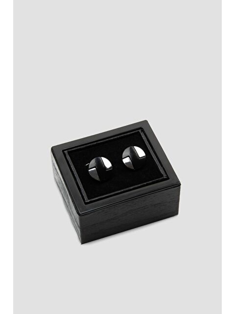 ABBATE 98504 Silver Siyah Erkek Kol Düğmesi - S000451192-19351