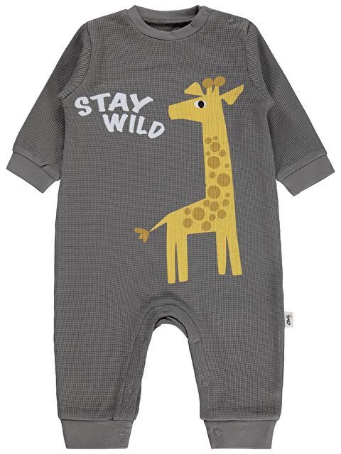 Civil Baby Zürafa Baskılı 6-18 Ay Tulum - Gri 18-24 Ay - S000526780-33408
