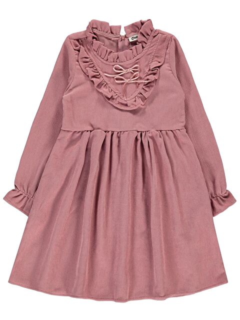 Civil Girls Yaka Fırfırlı 10-13 Yaş Elbise - Pudra 13-14 Yaş - S000211474-7152