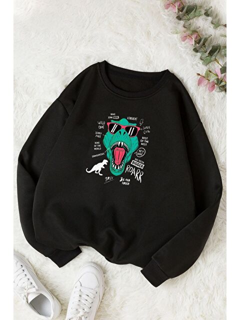 uyguntarz Unisex T - Rex Bisiklet Yaka %100 Pamuk Sweatshirt - S000269668-19351