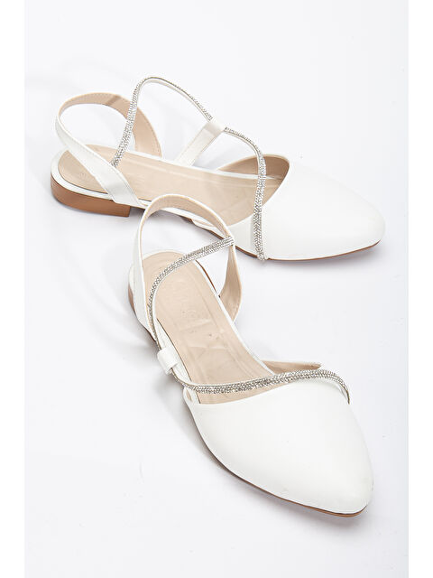 TONNY BLACK Kadın Beyaz Taş Halat Detaylı Babet - S000493903-20063