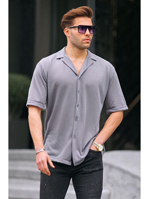 Madmext Antrasit Kısa Kollu Erkek Gömlek 6728 - S000197593-29666