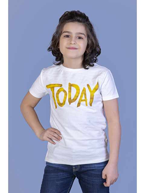 Toontoykids Erkek Çocuk Örgü Kumaş Detaylı Today Baskılı Tişört