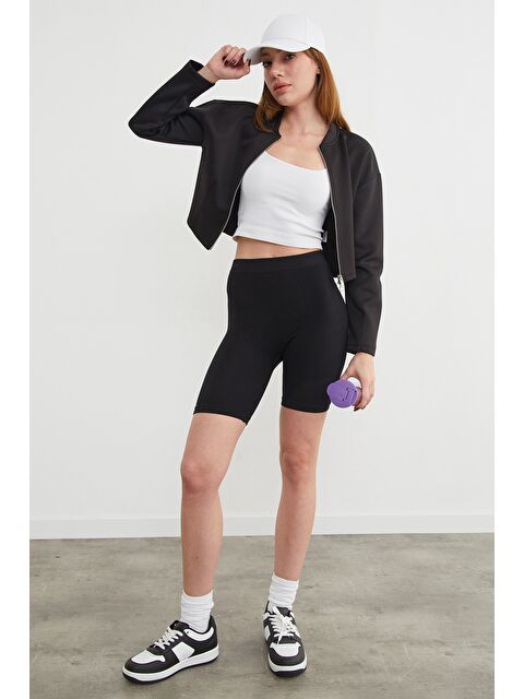 Fullamoda Fermuarlı Hakim Yaka Crop Spor Ceket - S000447713-19351