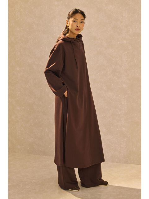 HE-QA Kapüşonlu Uzun Sweat Bitter