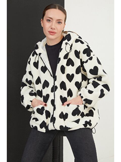 Fullamoda Kalp Desenli Pelüş Mont - S000463896-20063
