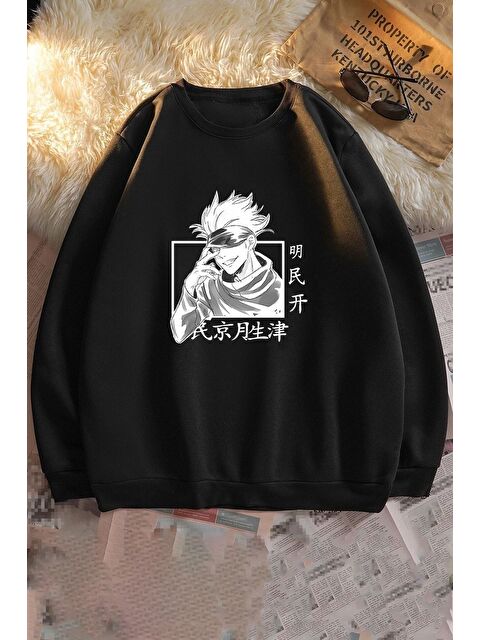 uyguntarz Unisex Jujutsu Kaisen Bisiklet Yaka %100 Pamuk Sweatshirt - S000269605-19351