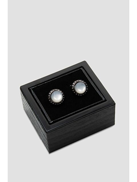 ABBATE 98523 Black Beyaz Erkek Kol Düğmesi - S000451183-20063