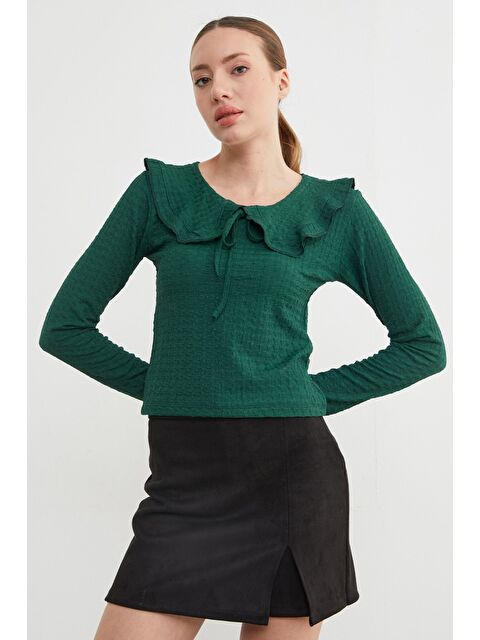 Fullamoda Bebe Yaka Bürümcük Kumaş Bluz - S000455058-19416