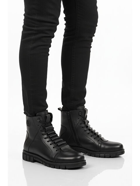 Ayakmod Siyah Deri Kürkü Soğuğa Dirençli Kaymaz Erkek Bot 2K8518 M - S000460925-19351