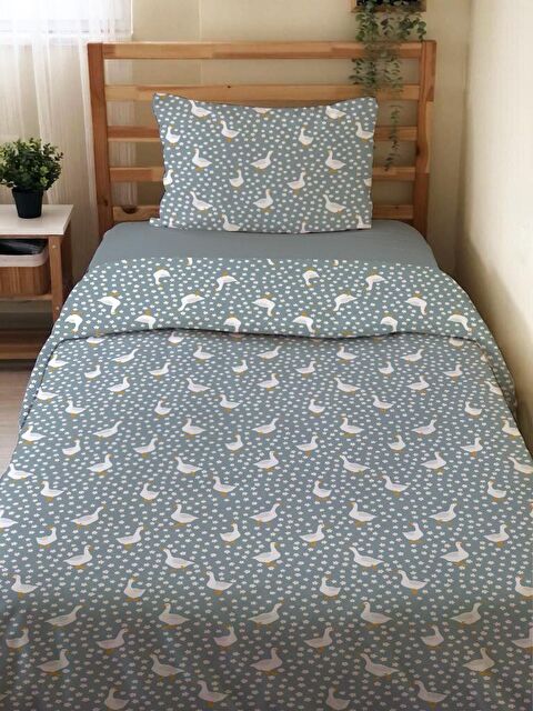 Evmila Çift Taraflı Hayvan Desenli Çarşafsız 2'li Takım Baskılı Tek Kişilik Nevresim Takımı 160x220 Cm - S000123830-23173