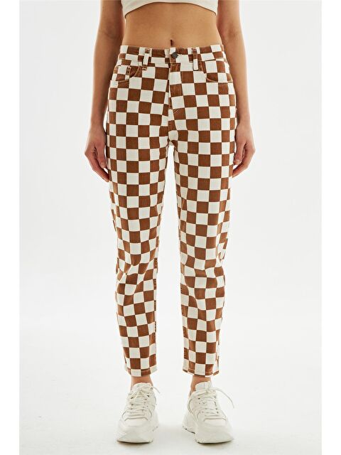 Explode Kadın Mom Fit Jean Pantolon  Kahverengi - S000132547-19413