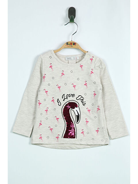 Toontoykids Kız Bebek Flamingo Nakışlı T-Shirt