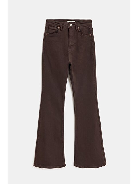 Saade Kahverengi Kadın Yüksek Bel İspanyol Paça Elastanlı Jean Pantolon - '70s Style' Flare Jean - S000506761-19413