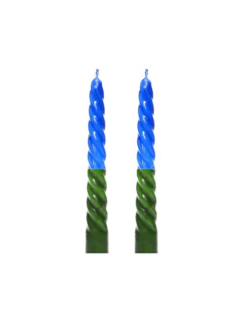 Missi 2'li Mavi-Yeşil Burgulu Şamdan Mum Seti - S000240428-17234