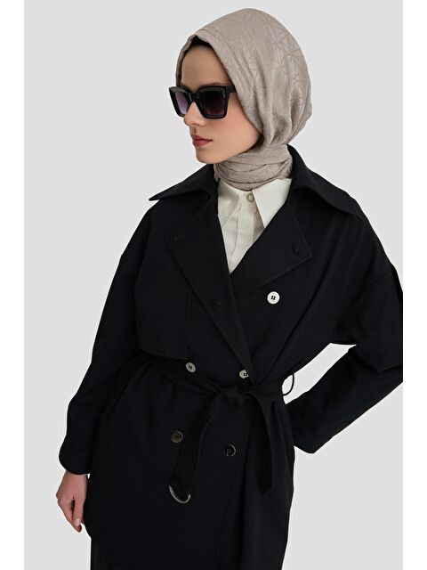 ARMİNE Bağlamalı Trenç Kap 24K7520 Siyah - S000354893-19351