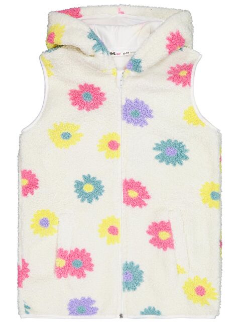 Civil Girls Çiçek Desenli 10-13 Yaş Yelek - Ekru 12-13 Yaş - S000502737-19965