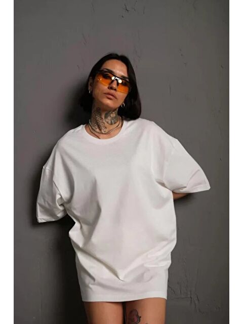 Jane's 24/1 Düz A Kalite Oversize T-shirt - Beyaz