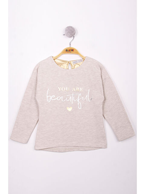 Toontoykids Kız Çocuk Yazı Varaklı T-Shirt