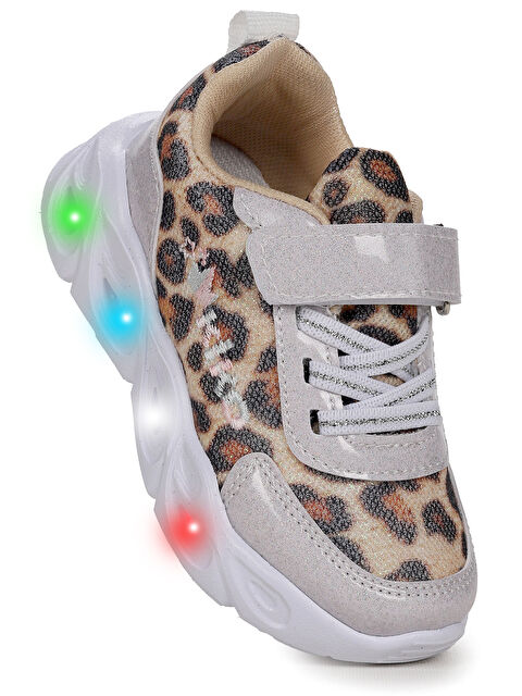 Kiko Kids Teno Leopar Desenli Cırtlı Işıklı Kız Bebek Spor Ayakkabı - S000392586-20063