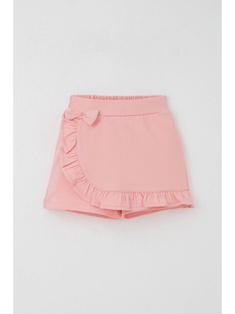 Breeze Kız Çocuk Şort Etek Fiyonk Aksesuarlı Fırfırlı Somon (3-8 Yaş) - S000491432-24085