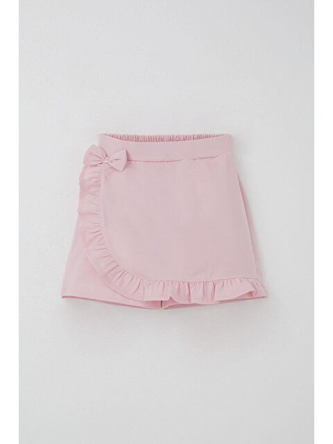 Breeze Kız Çocuk Şort Etek Fiyonk Aksesuarlı Fırfırlı Pembe (6-10 Yaş) - S000491433-20024