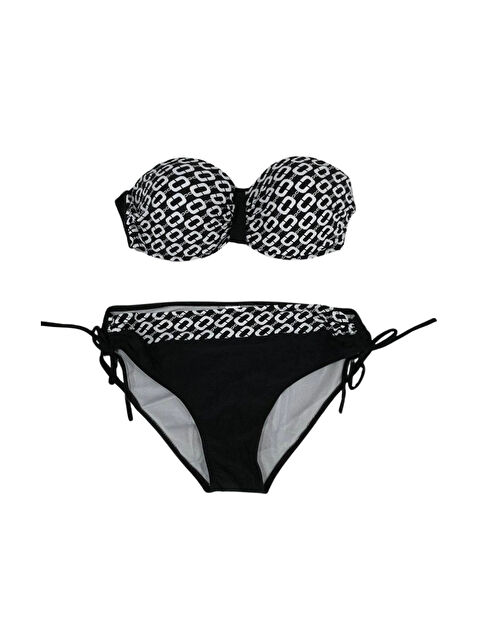 Hazelin Kadın Siyah Zincir Desenli Astarlı Bikini Takım HZL24S-LC206 - S000443060-19351