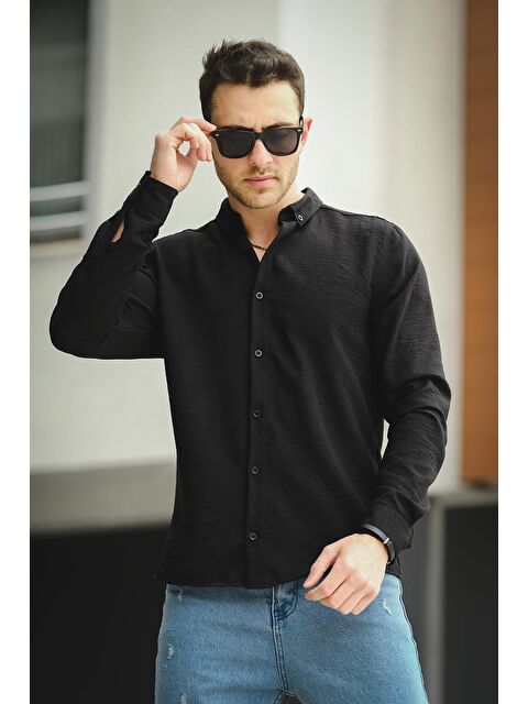 Oksit Piatris Kırınkıl Desen Düğmeli Yaka Erkek Gömlek - S000125006-19351