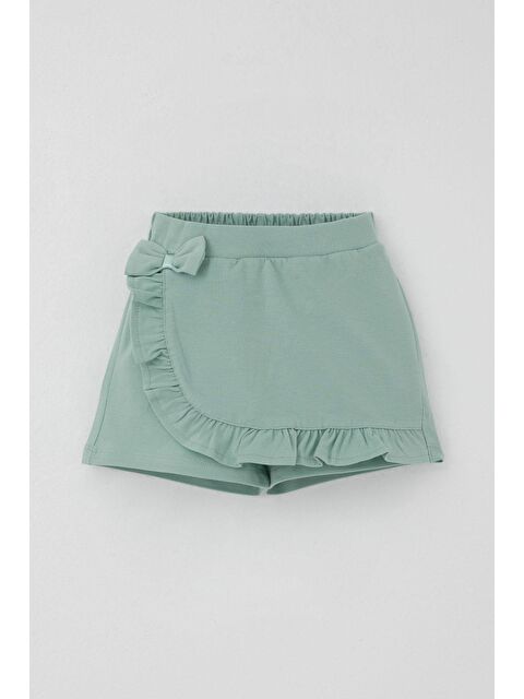 Breeze Kız Çocuk Şort Etek Fiyonk Aksesuarlı Fırfırlı Su Yeşili (3-8 Yaş) - S000491432-20054