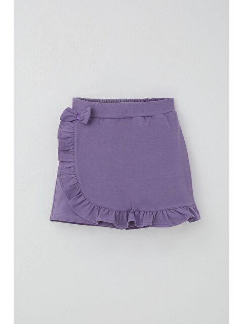Breeze Kız Çocuk Şort Etek Fiyonk Aksesuarlı Fırfırlı Lila (6-10 Yaş) - S000491433-17878