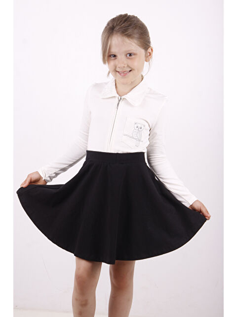 Toontoykids Kız Çocuk Cep Üstü Baykuş Nakışlı Fermuarlı Tişört - S000375004-19965