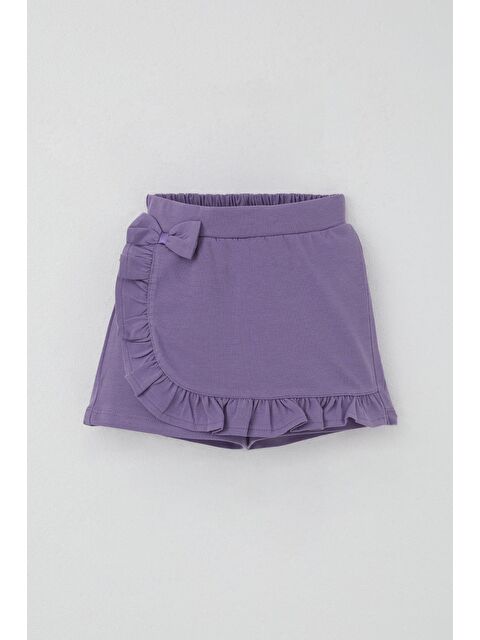 Breeze Kız Çocuk Şort Etek Fiyonk Aksesuarlı Fırfırlı Lila (3-8 Yaş) - S000491432-17878